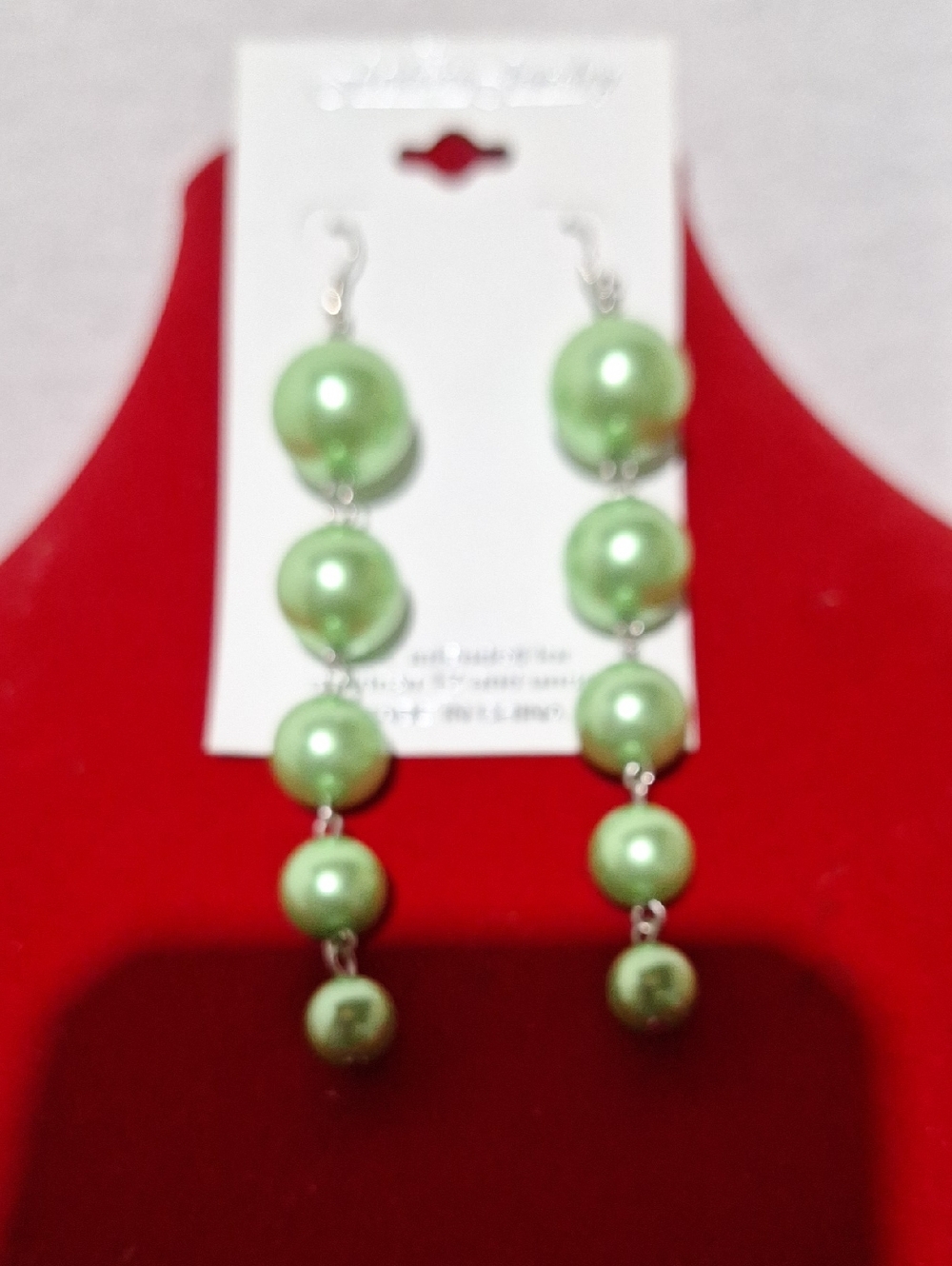 Green Pearl Drop Earrings - Women Jewelry - Picture 2 of 3